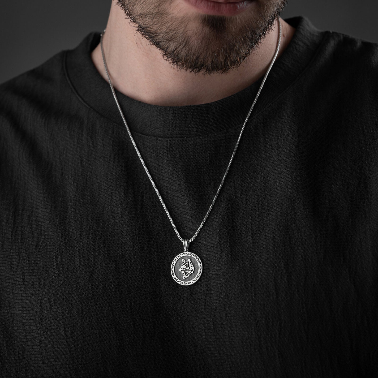 Origami Wolf Necklace For Men