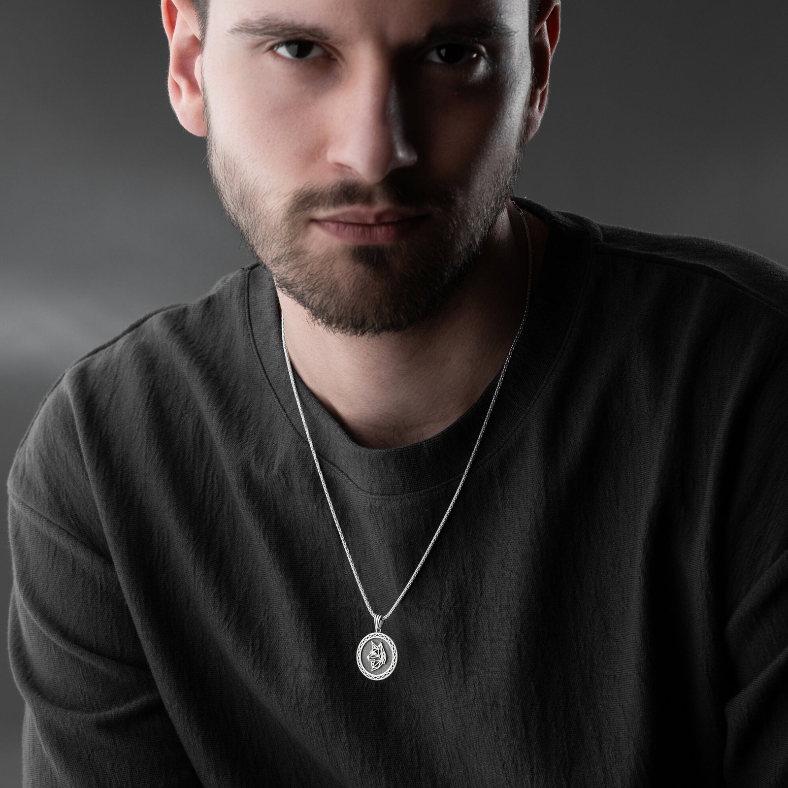 Origami Wolf Necklace For Men