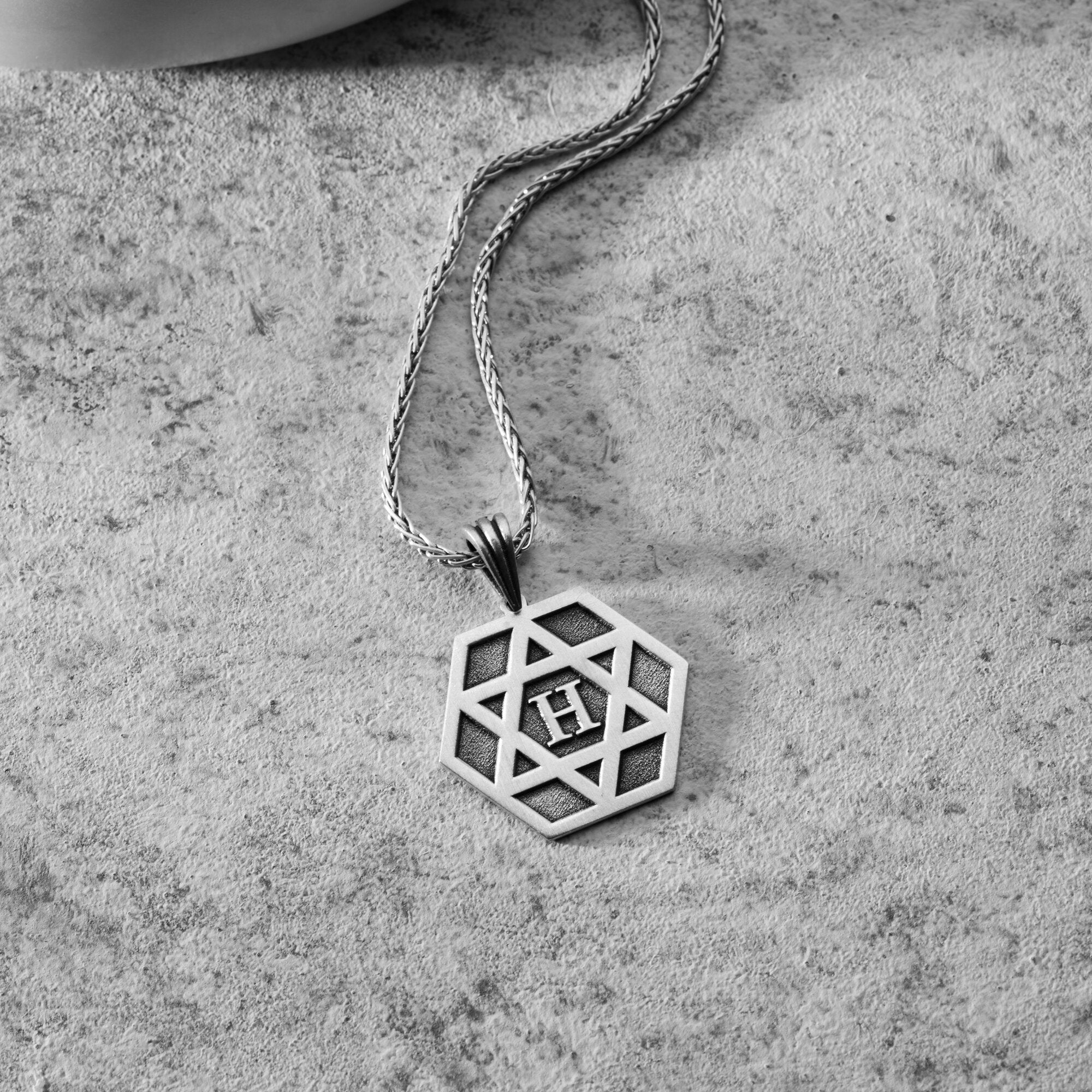 Star Of David Initial Necklace For Men