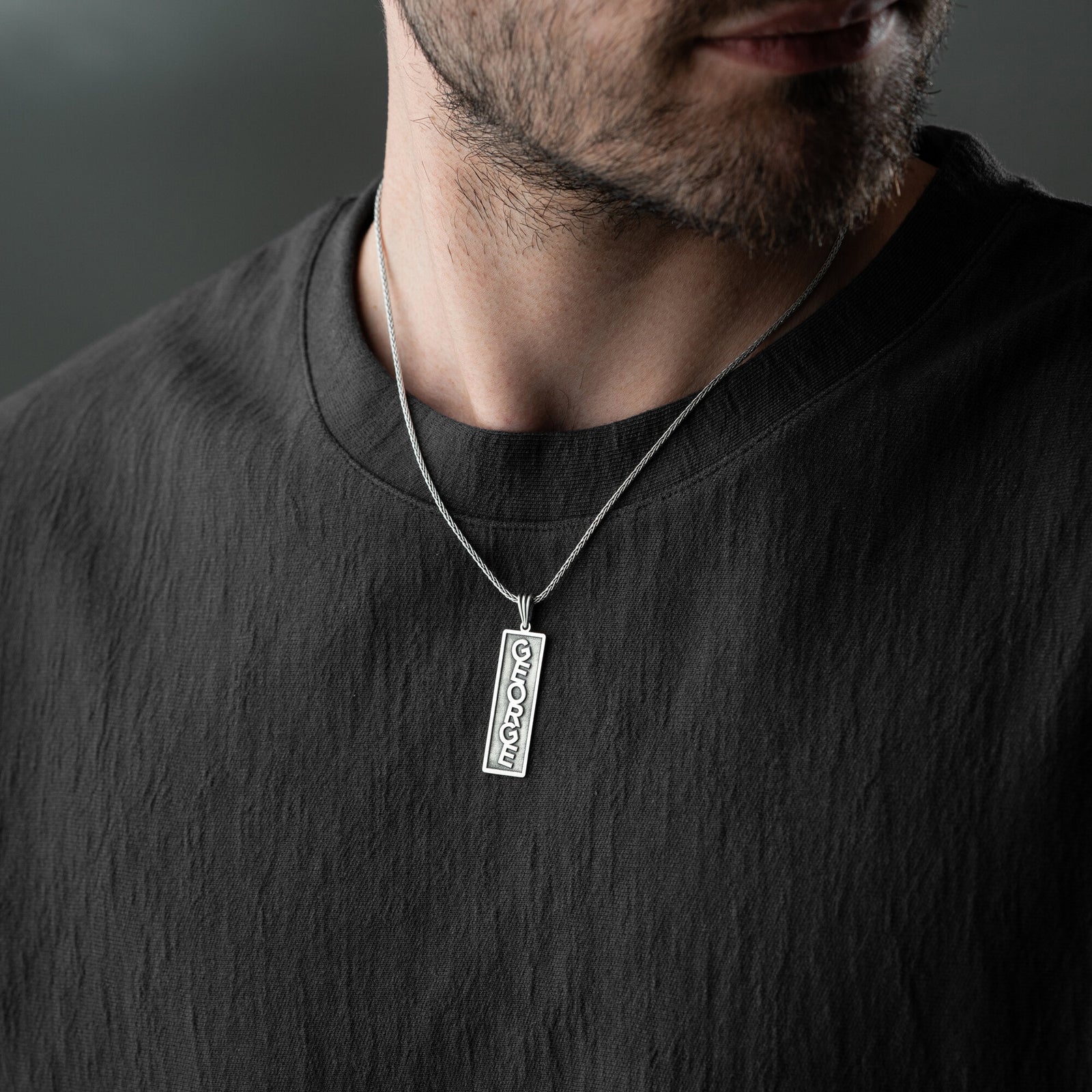 Personalised Vertical Name Necklace For Men