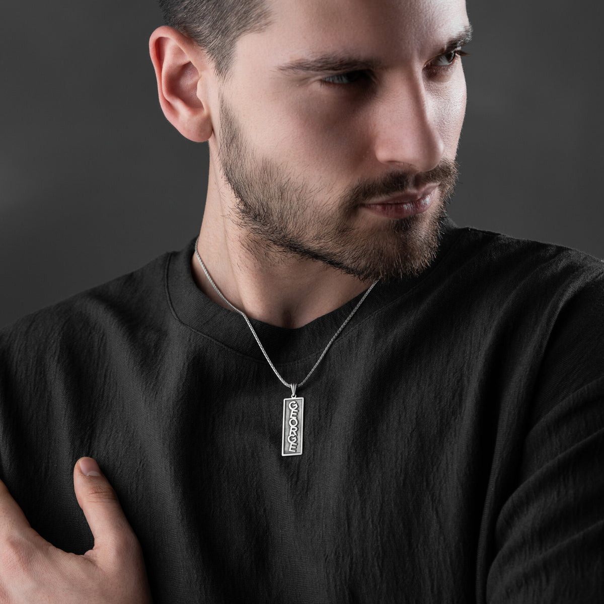 Personalised Vertical Name Necklace For Men