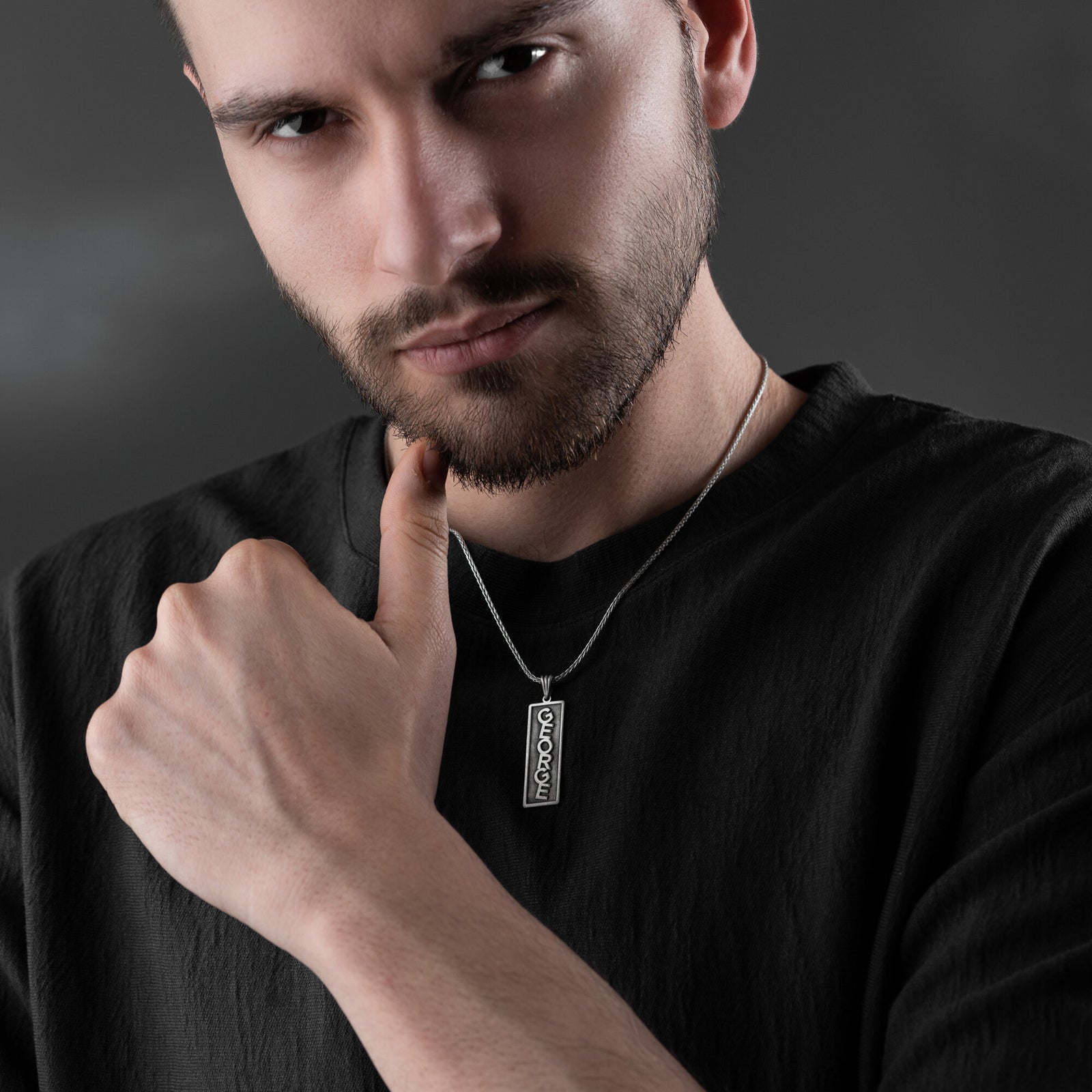 Personalised Vertical Name Necklace For Men