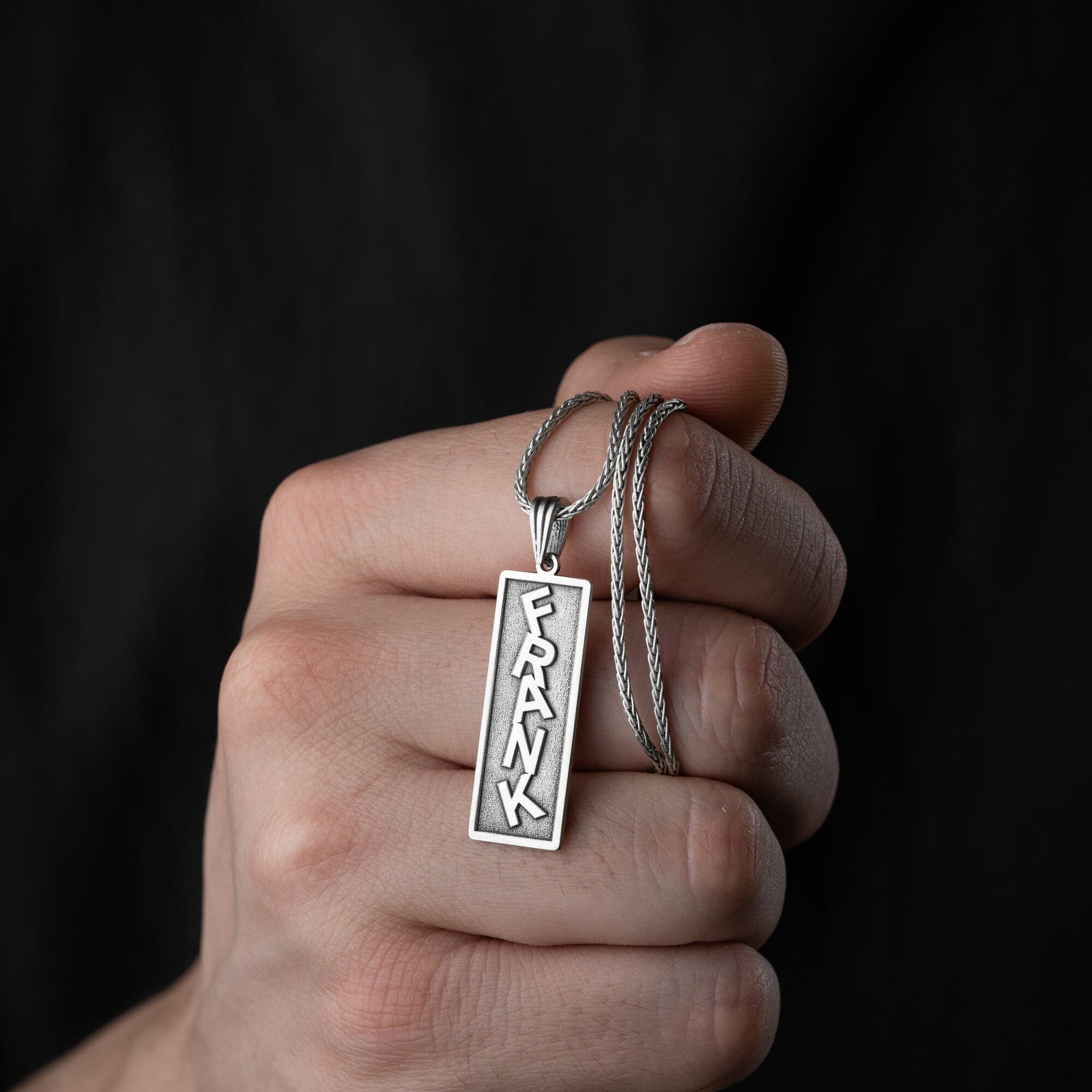 Personalised Vertical Name Necklace For Men