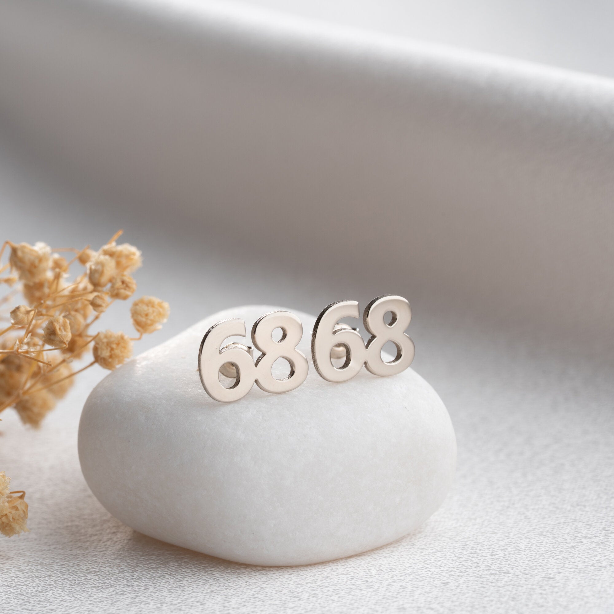 Custom Number Stud Earrings