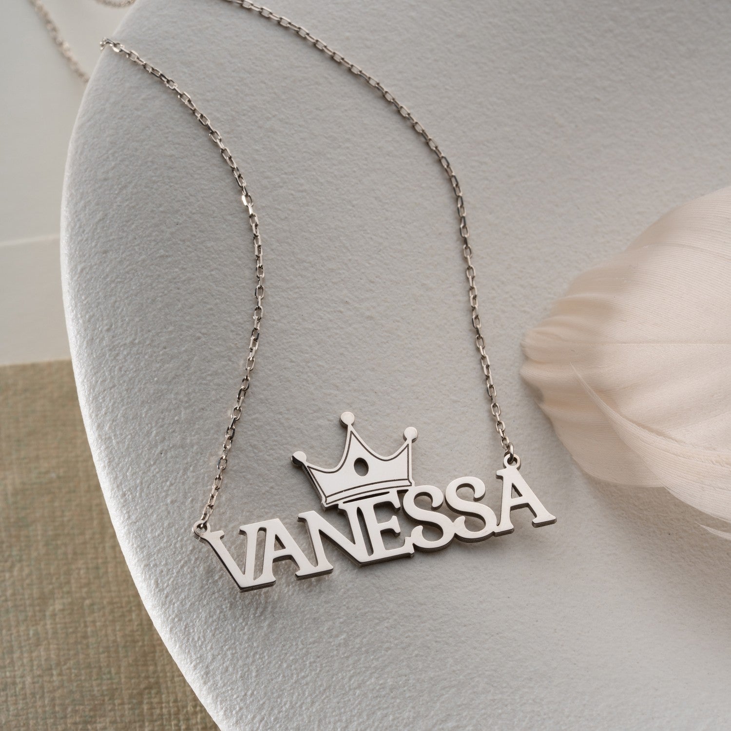 Personalised Crown Name Necklace | Gift for Queen
