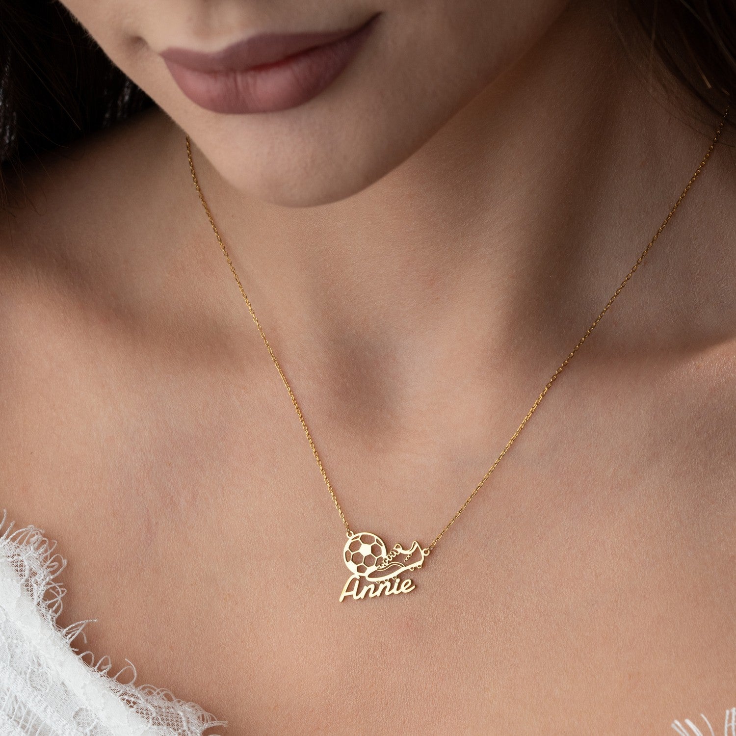 Personalised Football Name Necklace | Gift for Football Player