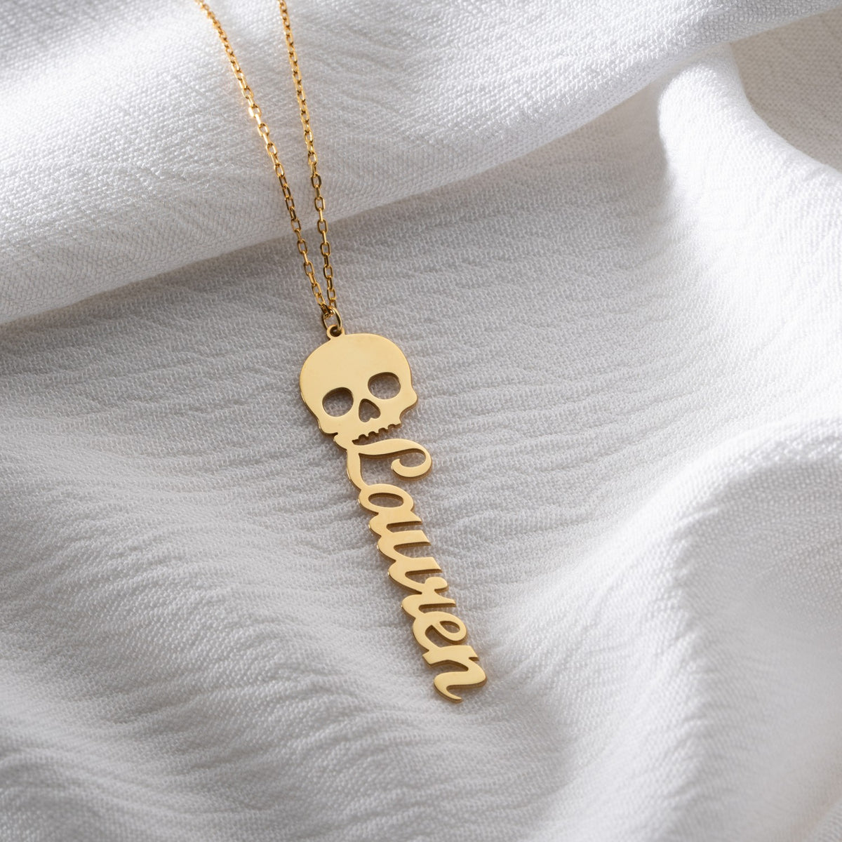 Personalised Gothic Skull Name Necklace | Edgy Gift for Her