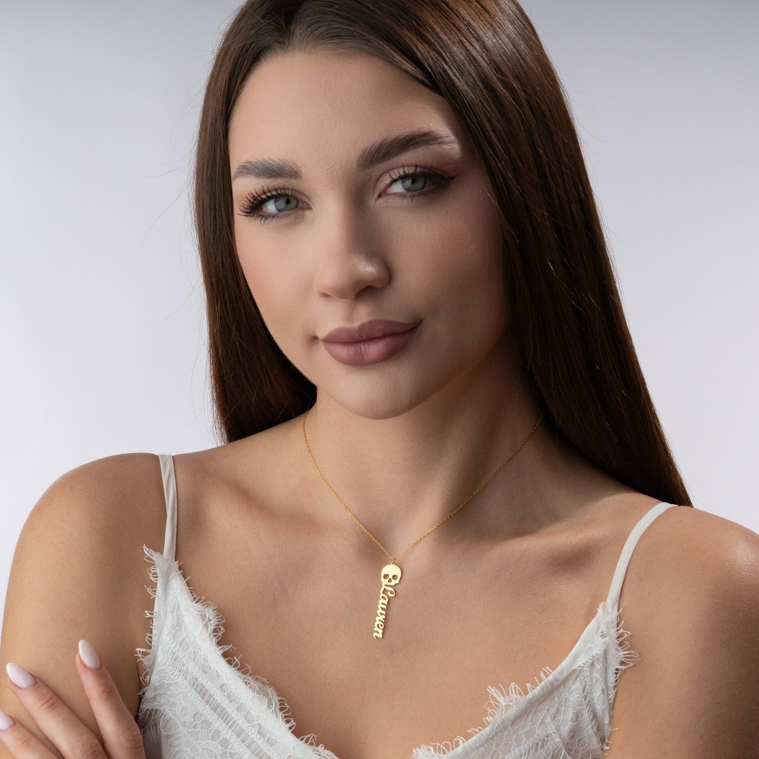 Personalised Gothic Skull Name Necklace | Edgy Gift for Her