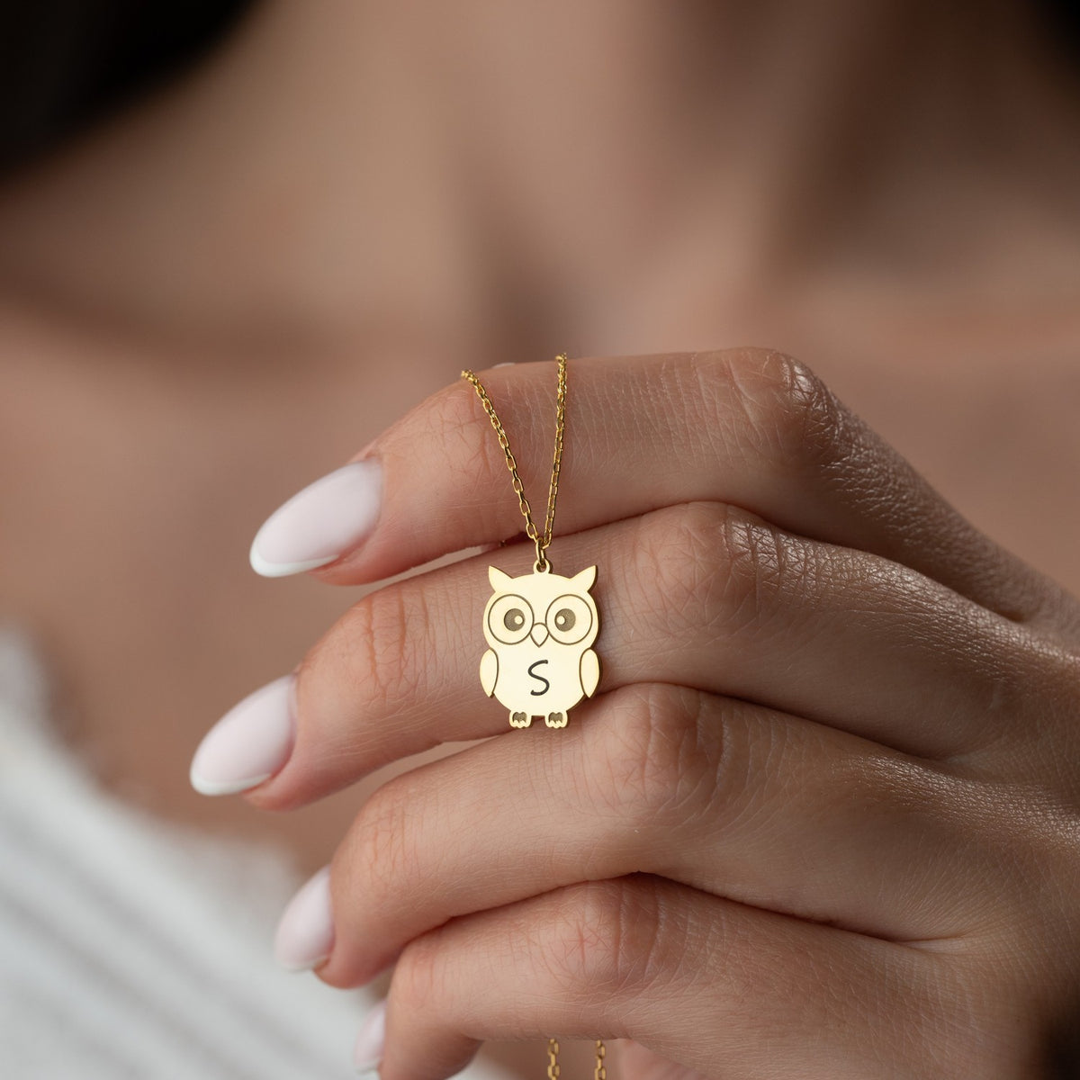 Personalised Owl Initial Necklace | Wise Gift for Teacher