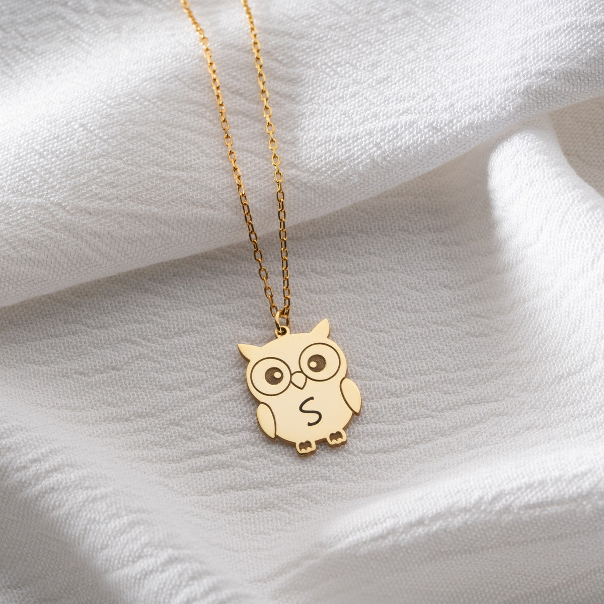 Personalised Owl Initial Necklace | Wise Gift for Teacher
