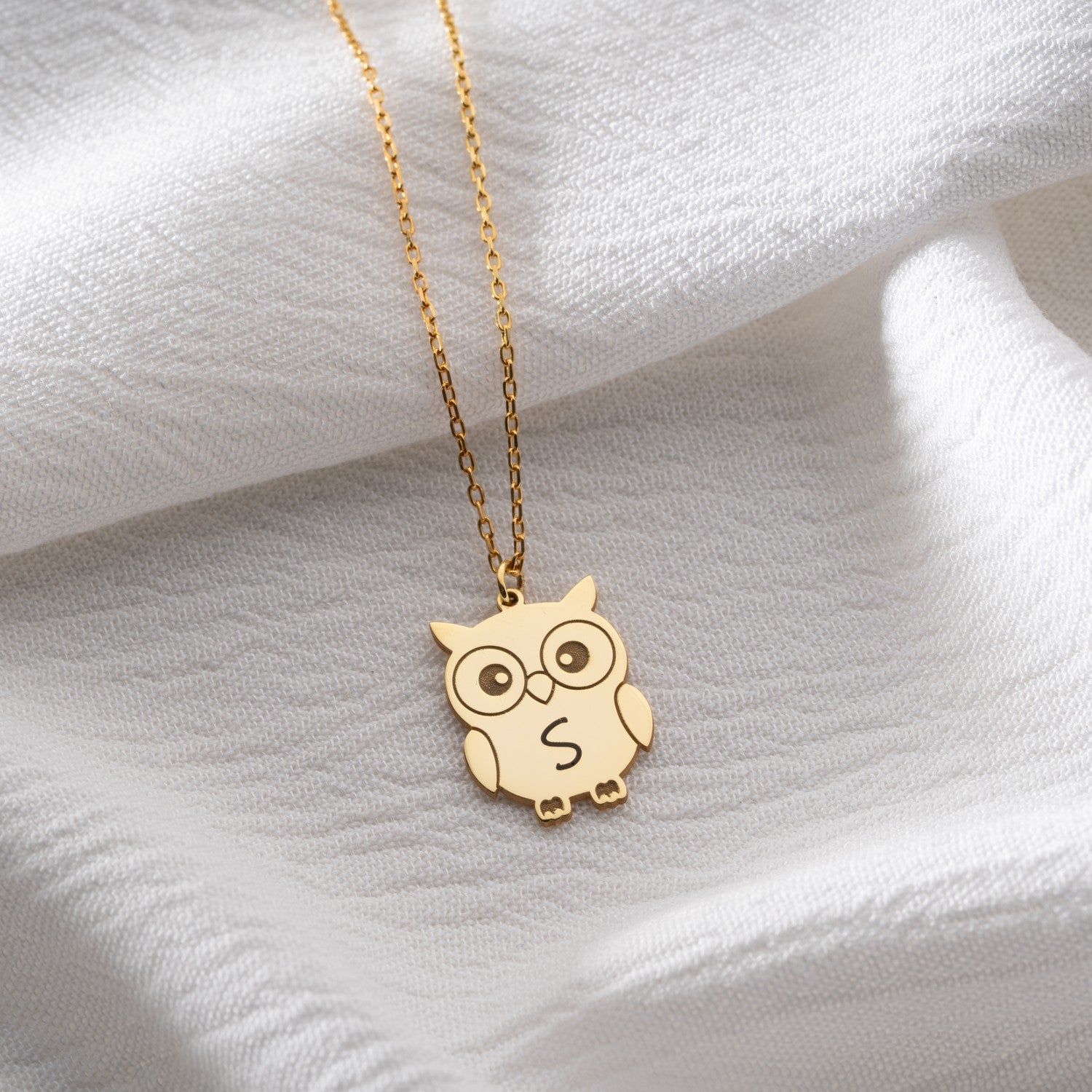 Personalised Owl Initial Necklace | Wise Gift for Teacher