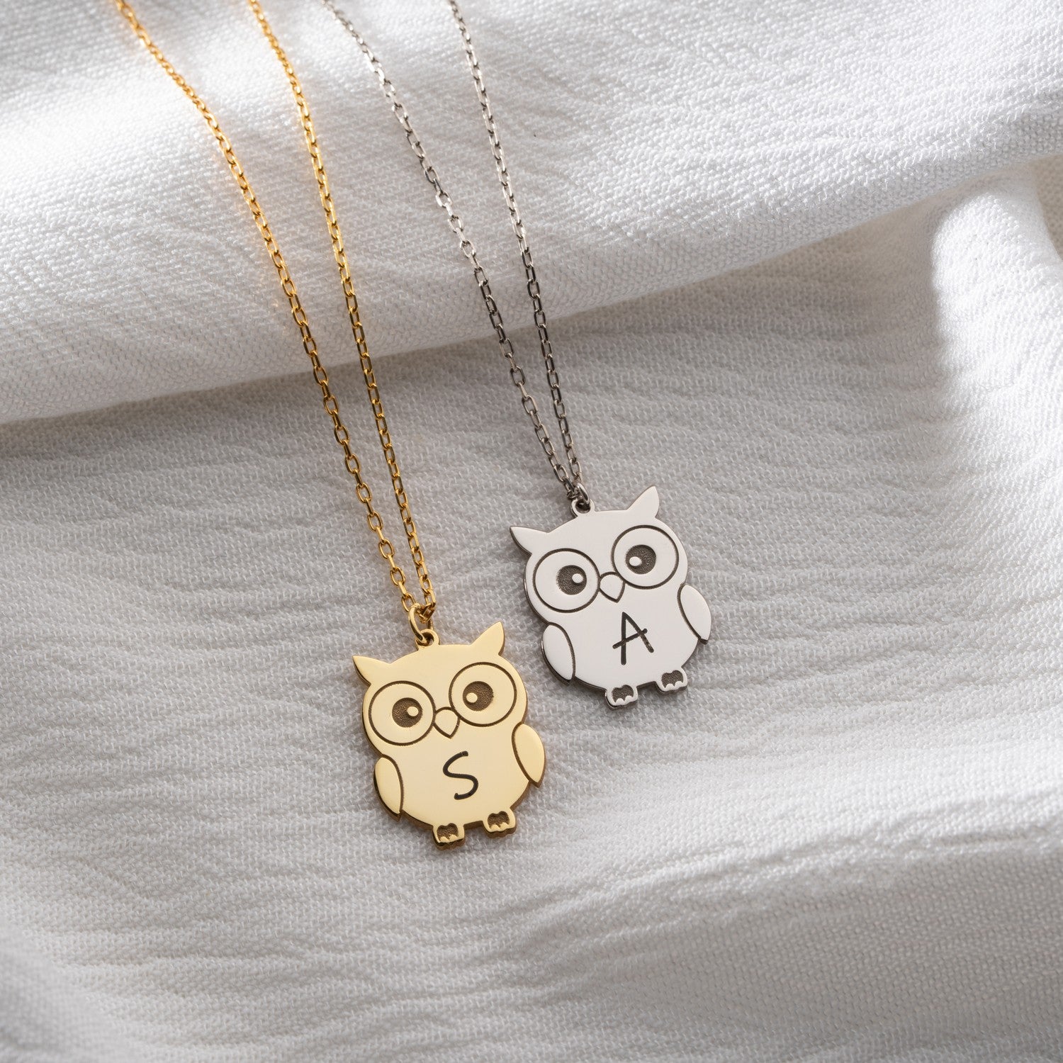 Personalised Owl Initial Necklace | Wise Gift for Teacher