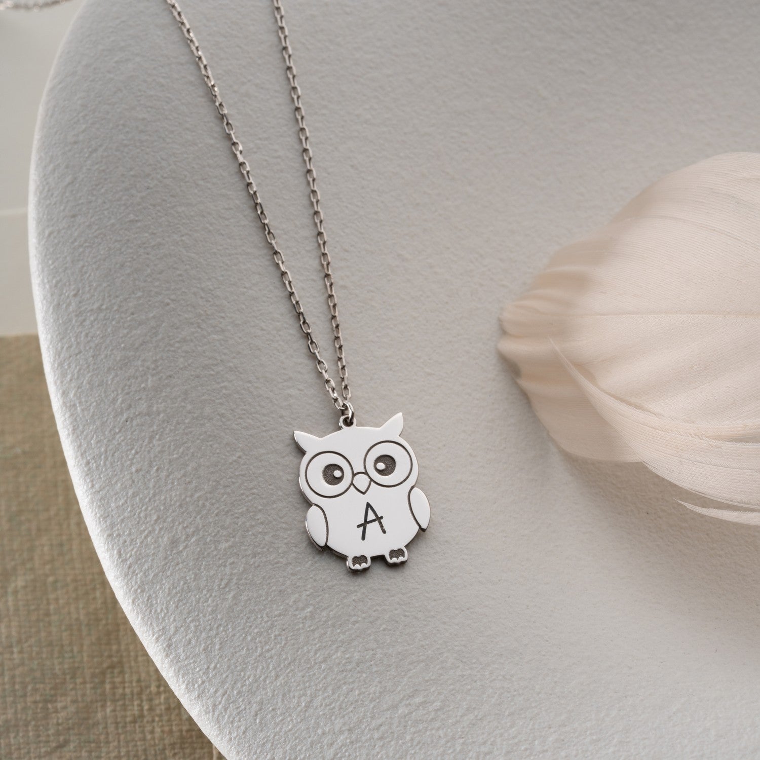 Personalised Owl Initial Necklace | Wise Gift for Teacher