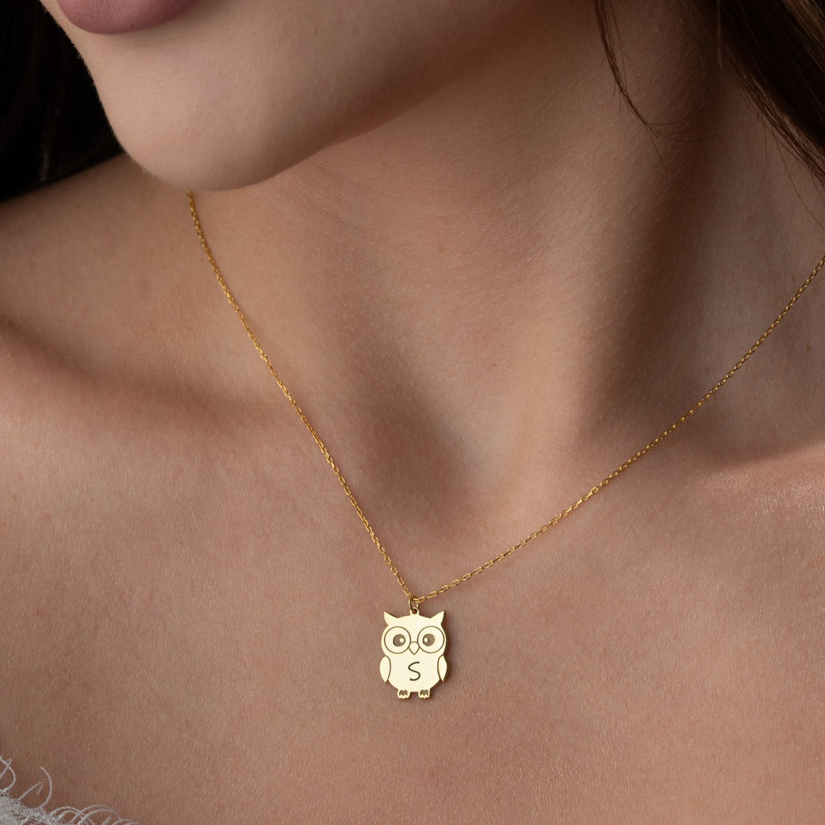Personalised Owl Initial Necklace | Wise Gift for Teacher