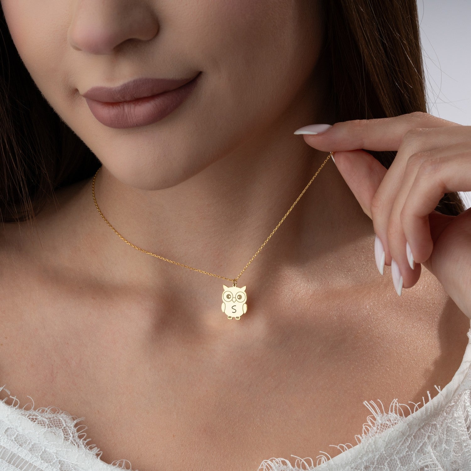 Personalised Owl Initial Necklace | Wise Gift for Teacher