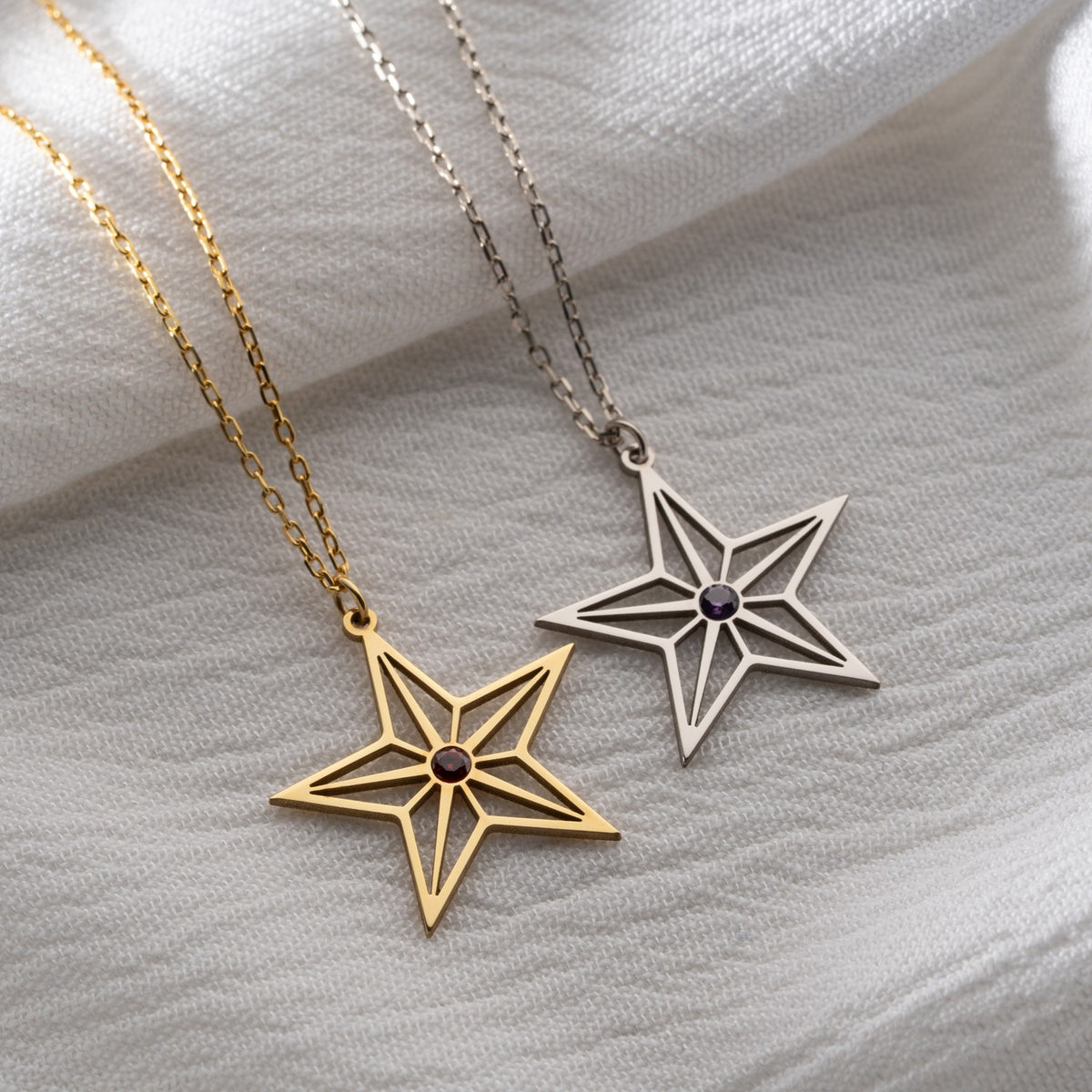 Personalised Star Necklace with Birthstone | Gift for Superstar