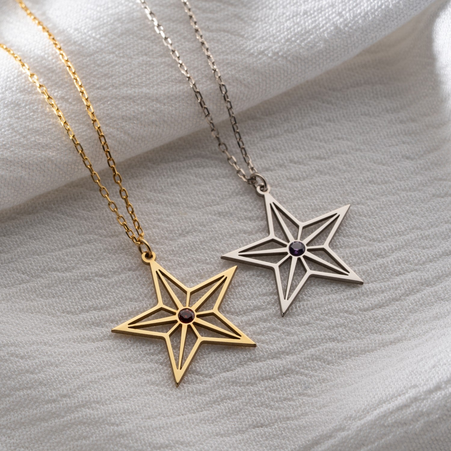 Personalised Star Necklace with Birthstone | Gift for Superstar