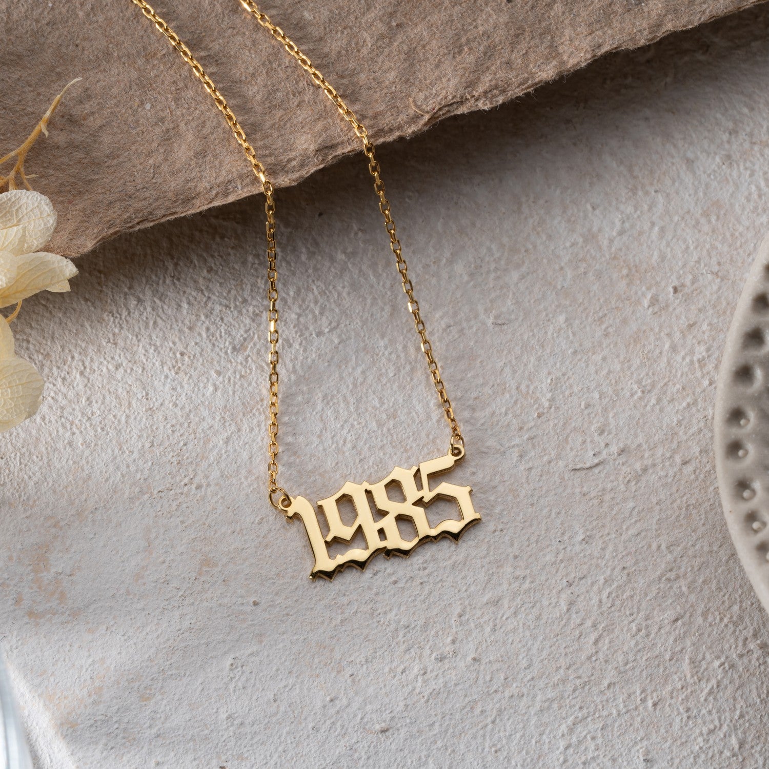 Old English Year Necklace | Birth Year Gift