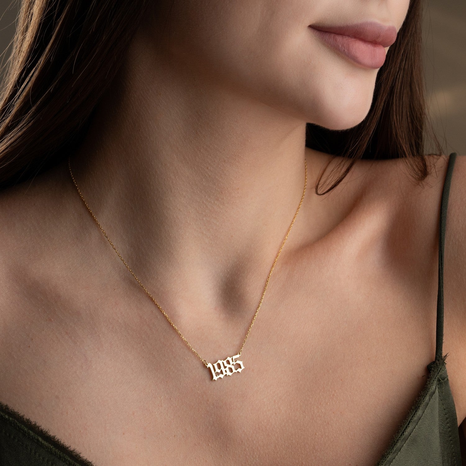 Old English Year Necklace | Birth Year Gift