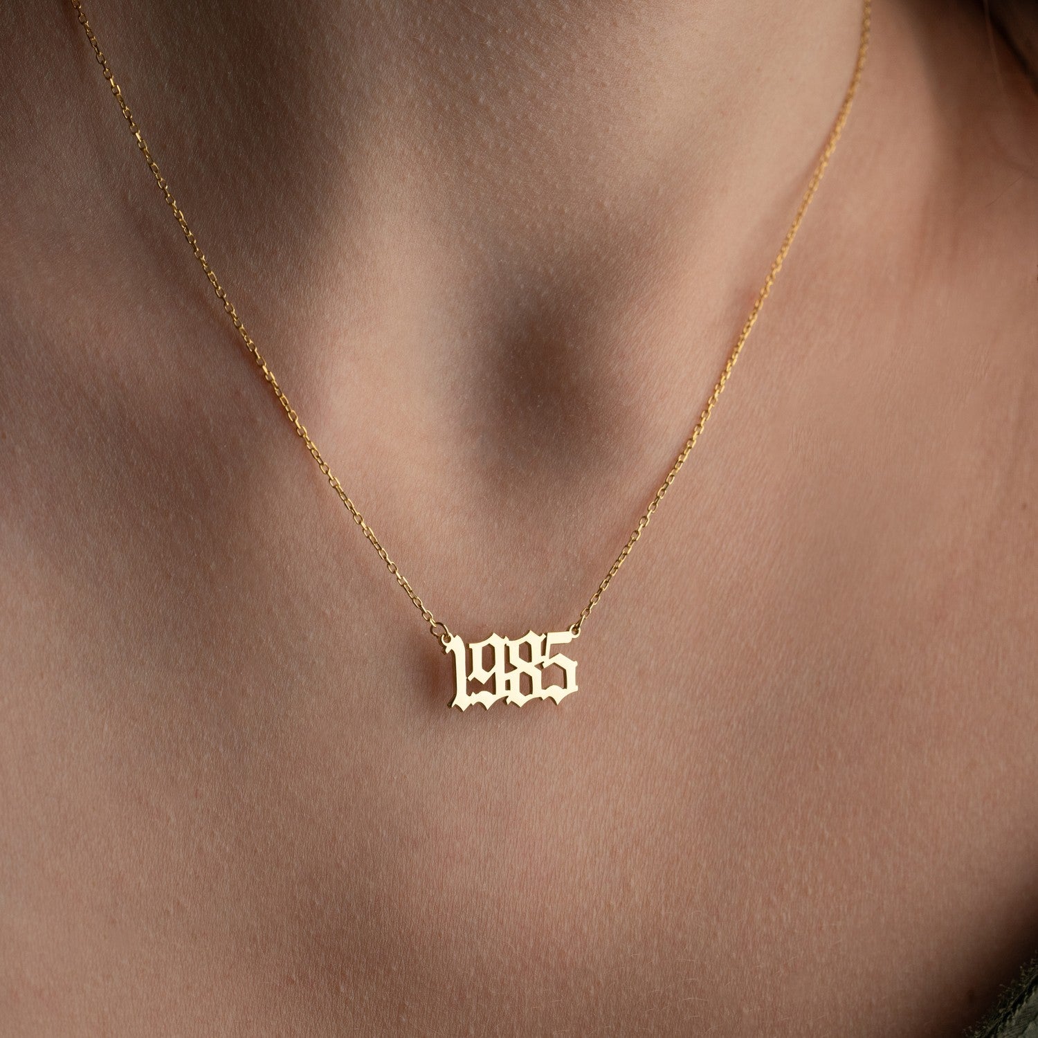 Old English Year Necklace | Birth Year Gift