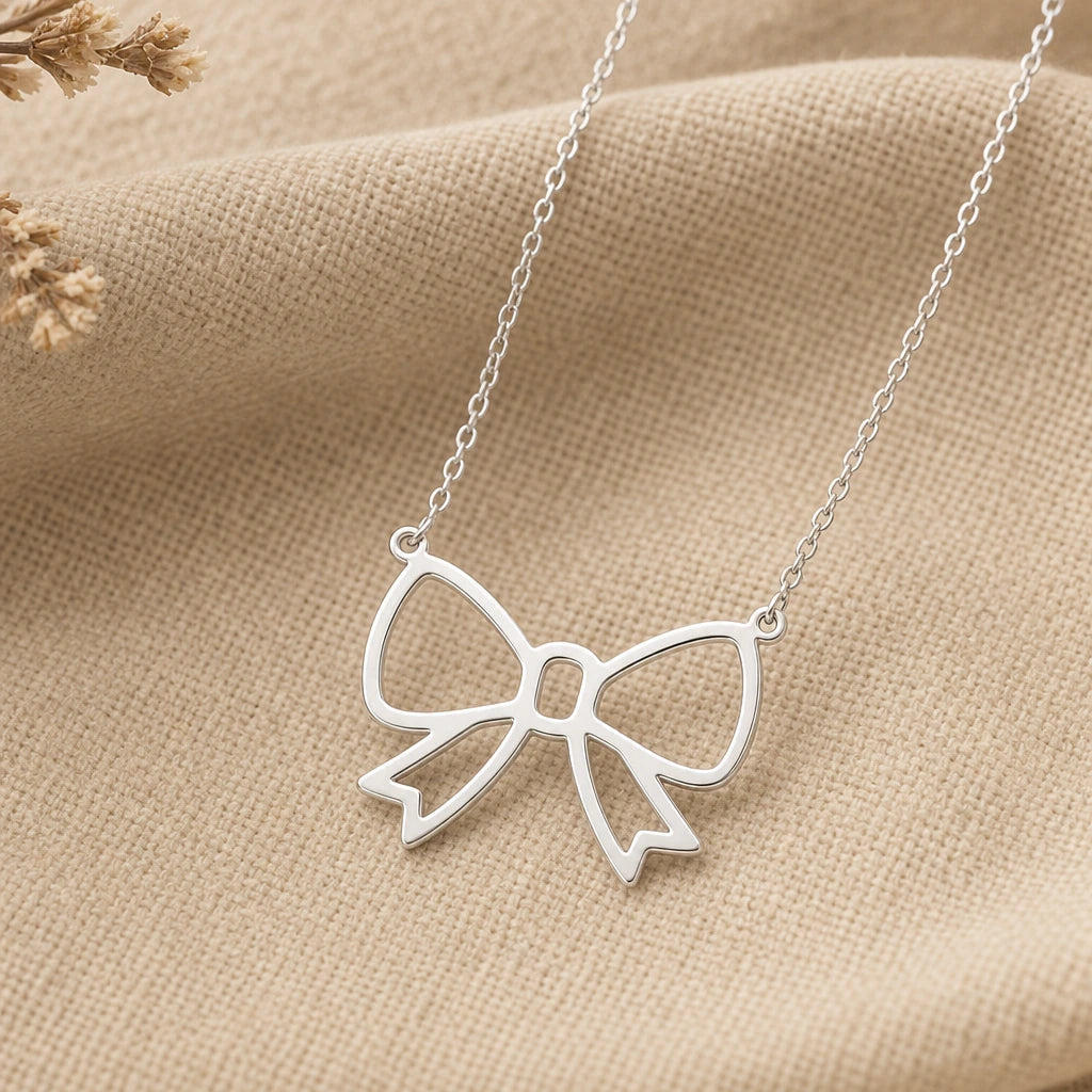 Bow Pendant Necklace in sterling silver