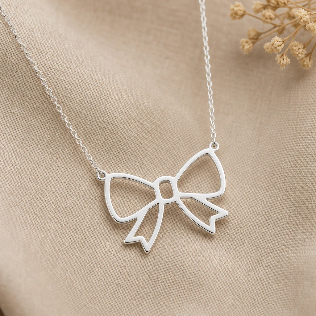 Bow Pendant Necklace in sterling silver, second view