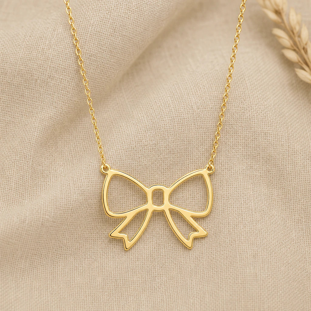 Bow Pendant Necklace in 18k gold plated sterling silver