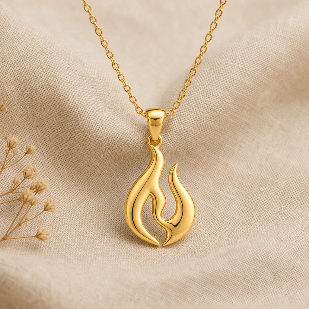 Flame pendant necklace in 18k gold plated sterling silver