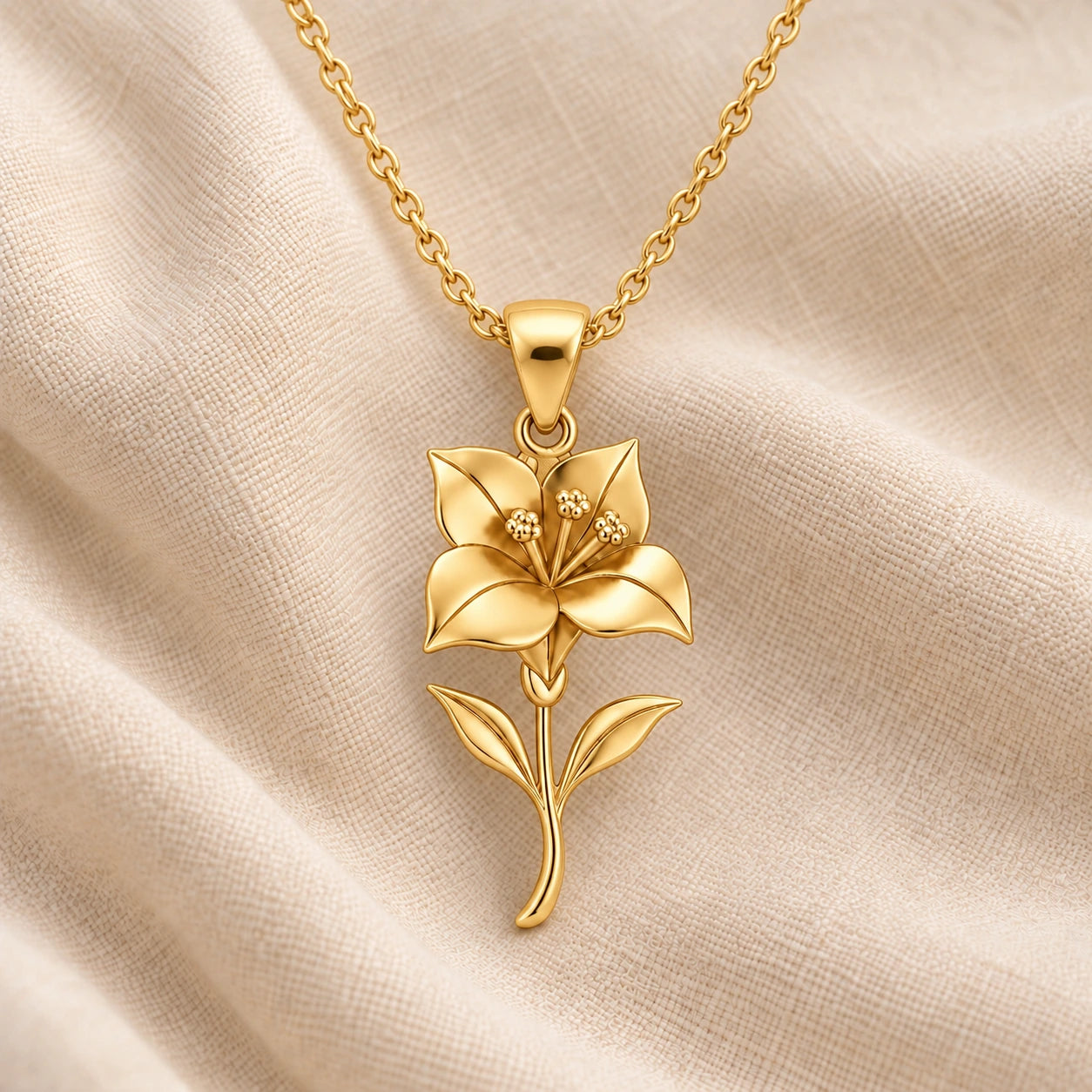 Bougainvillea flower pendant necklace in sterling silver