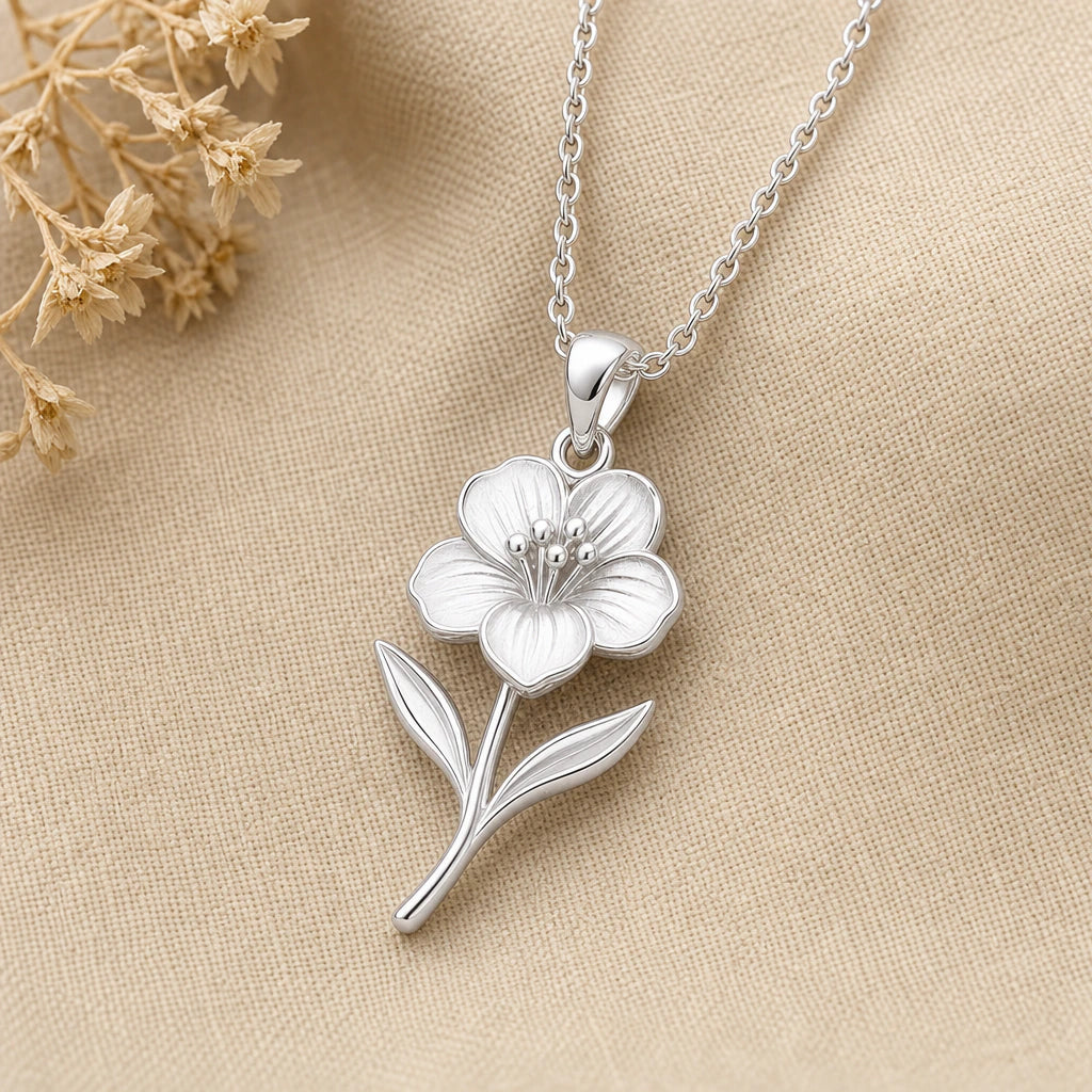 Wallflower pendant necklace in 925 sterling silver
