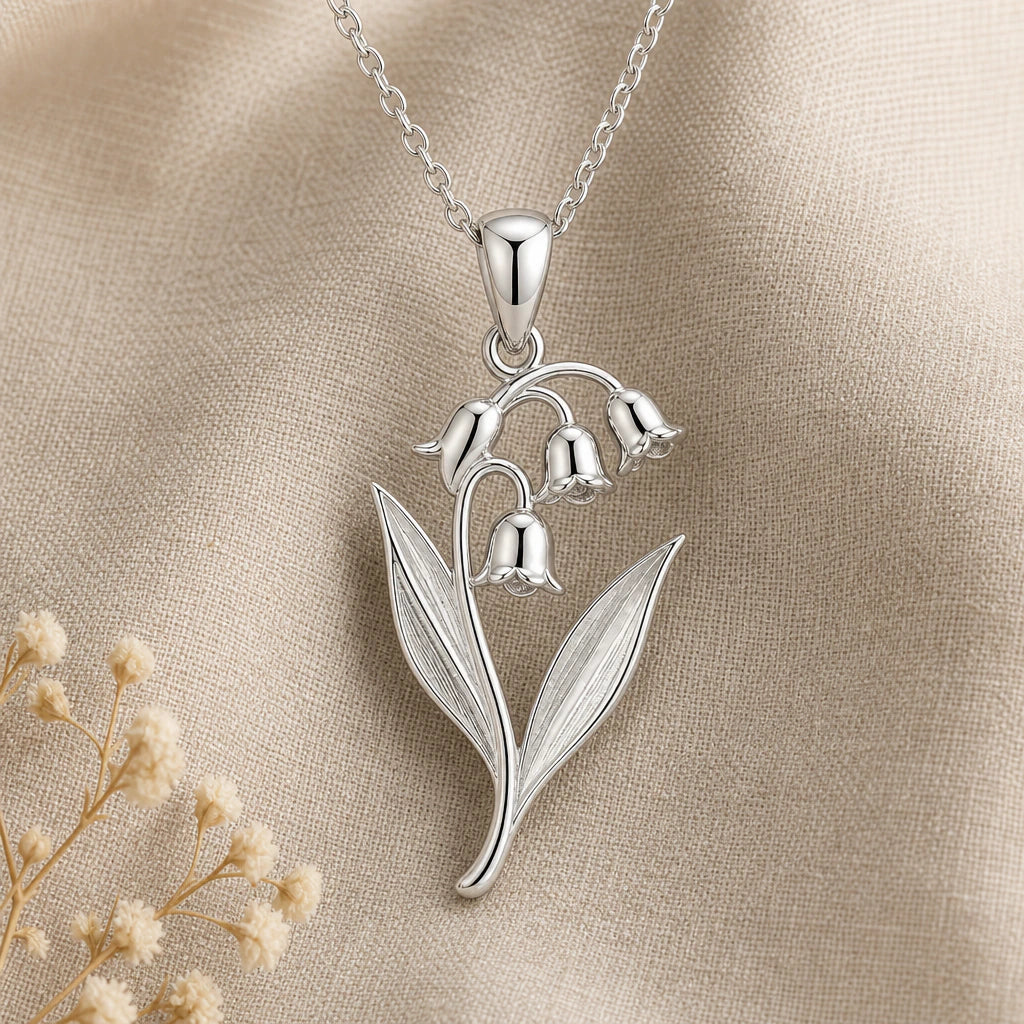 Lily of the valley pendant necklace in 925 sterling silver