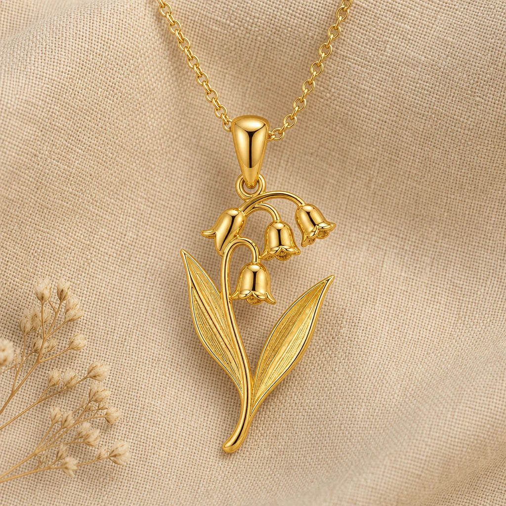 Lily of the valley pendant necklace in 18k gold plated sterling silver