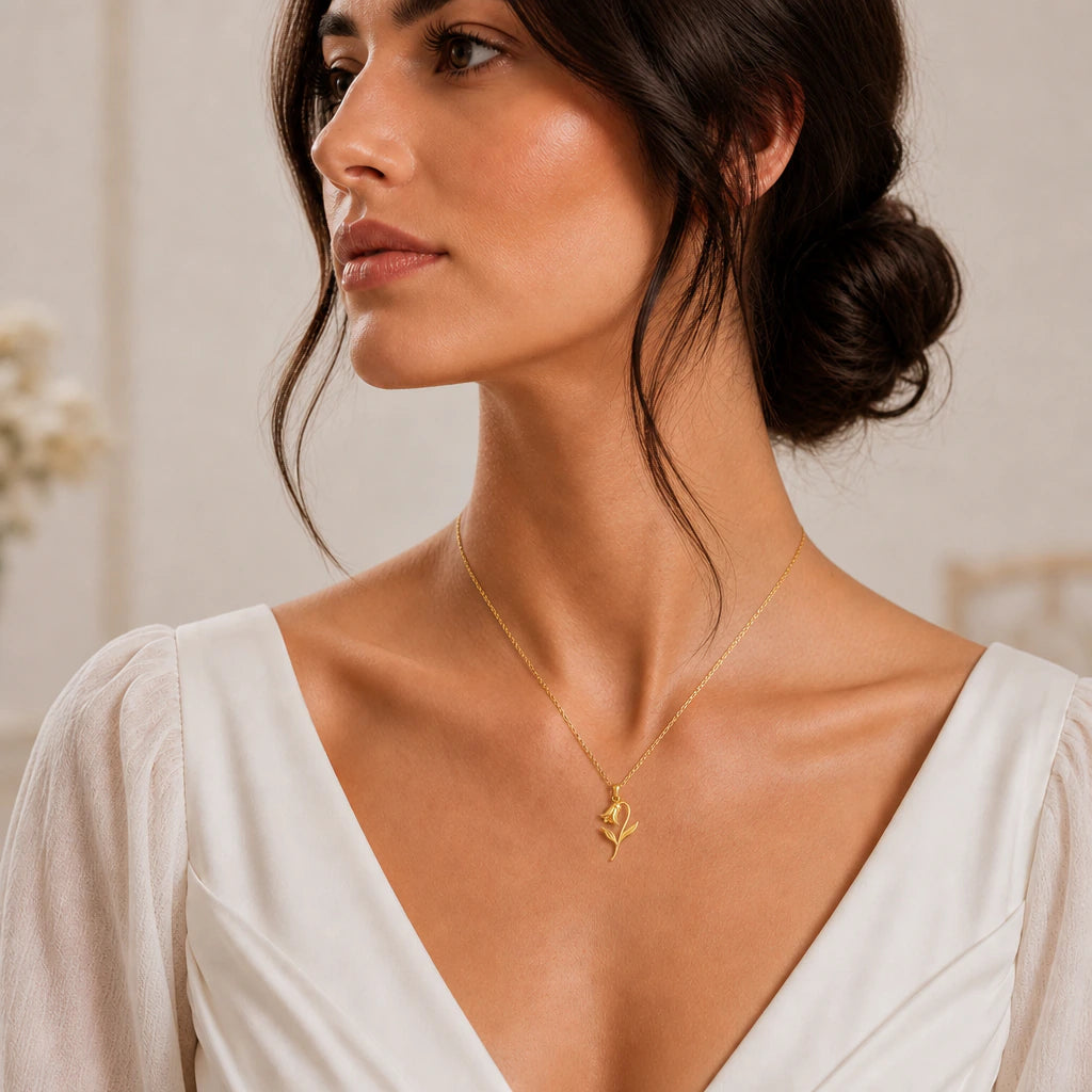 Bluebell flower pendant necklace in 925 sterling silver