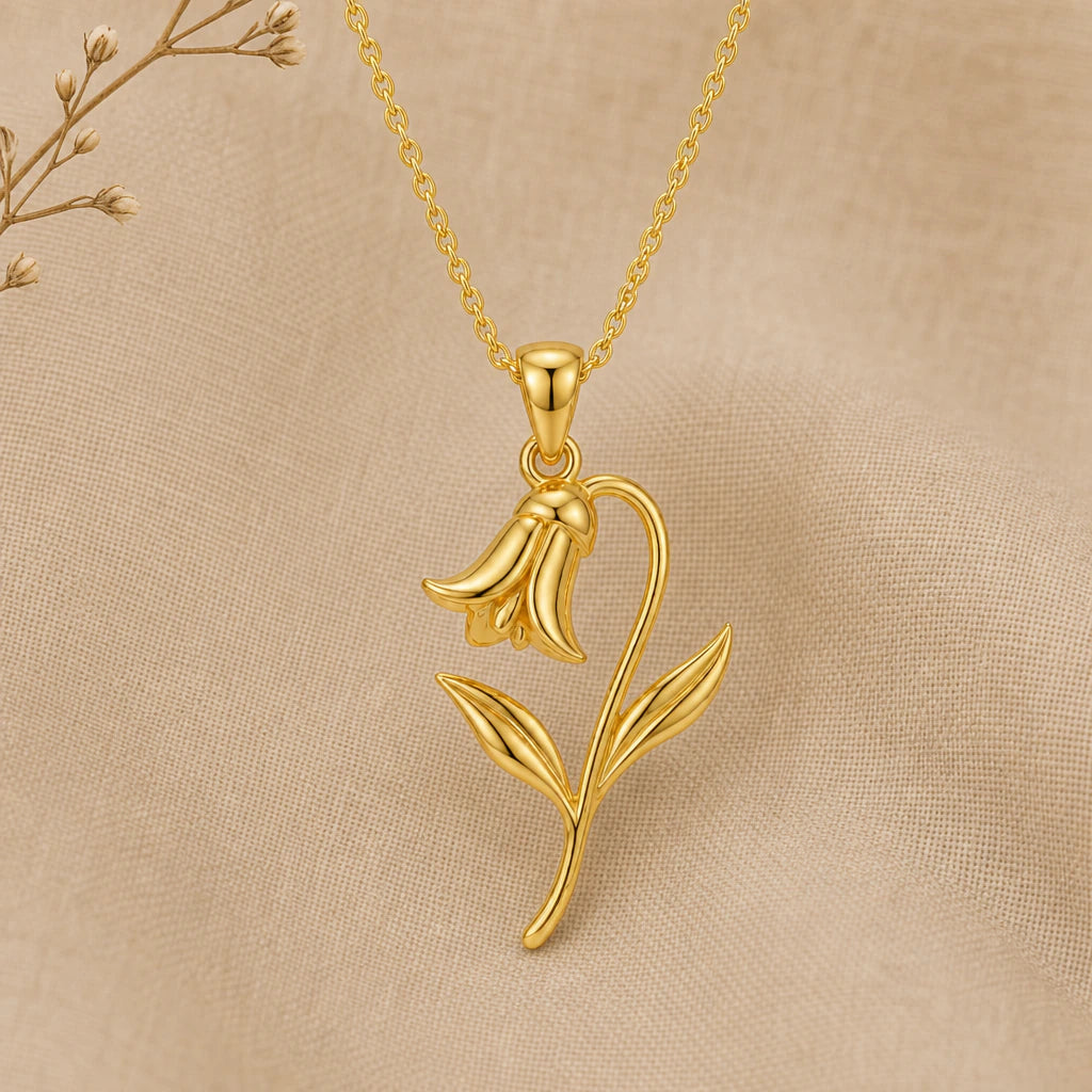Bluebell flower pendant necklace in 18k gold plated sterling silver