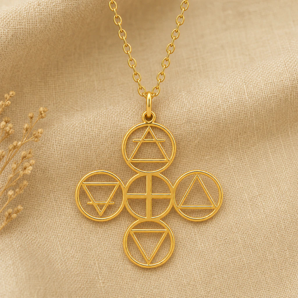 Four Elements Symbol Pendant Necklace in 18k gold plated sterling silver