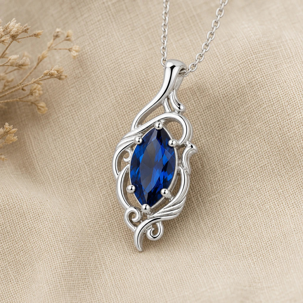 Elven vine birthstone pendant necklace in 925 sterling silver