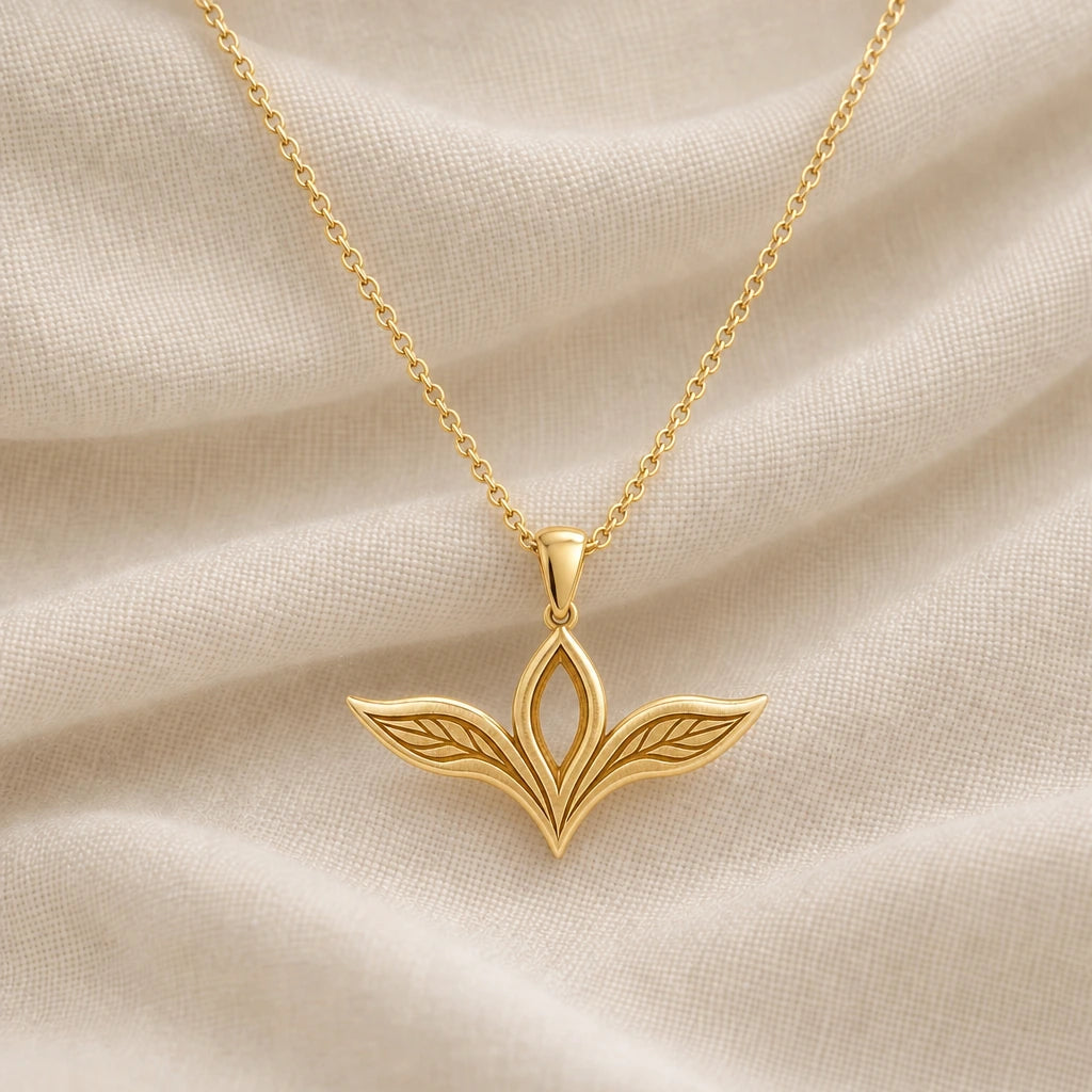 Elven Leaf Wing pendant necklace in an 18k gold plated finish