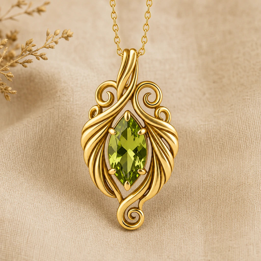 Elven swirl birthstone pendant necklace in 18k gold plated sterling silver