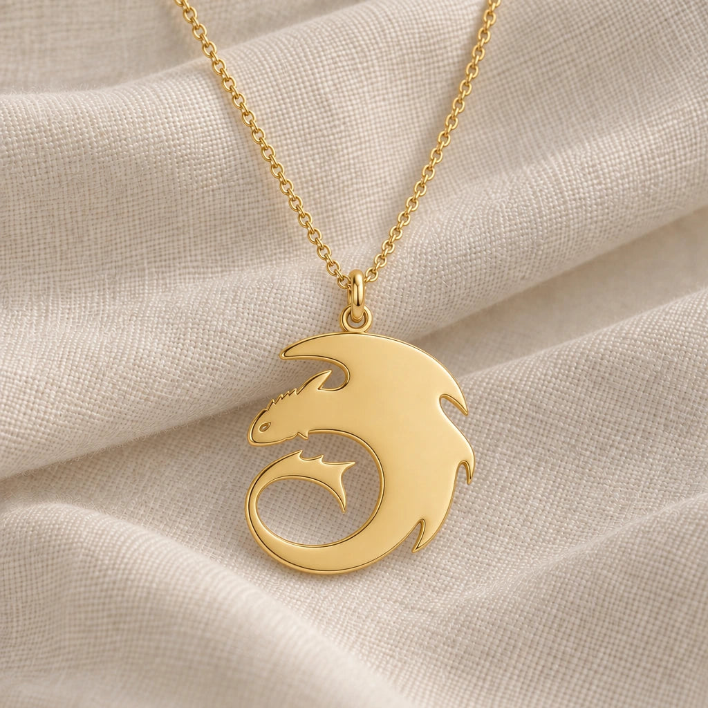 Dragon Spirit pendant necklace in an 18k gold plated finish