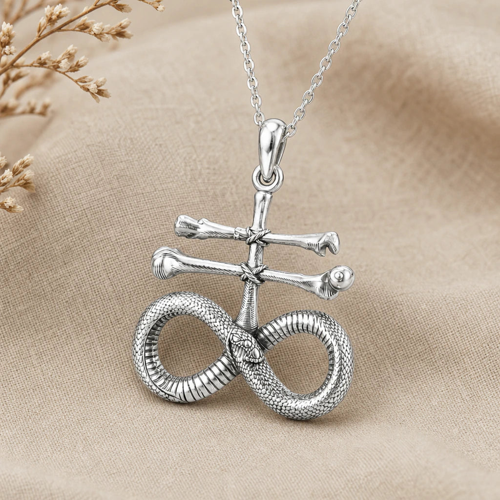 Leviathan cross pendant necklace in 925 sterling silver