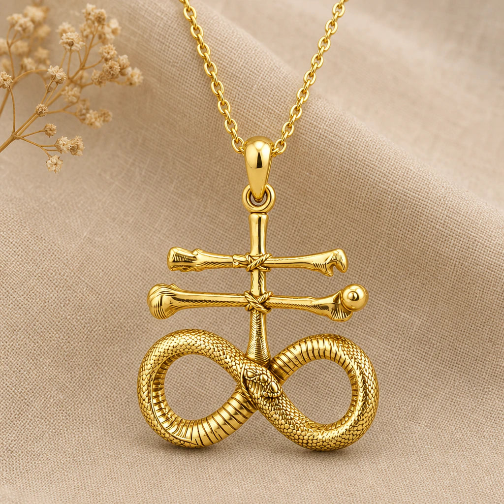Leviathan cross pendant necklace in 18k gold plated sterling silver