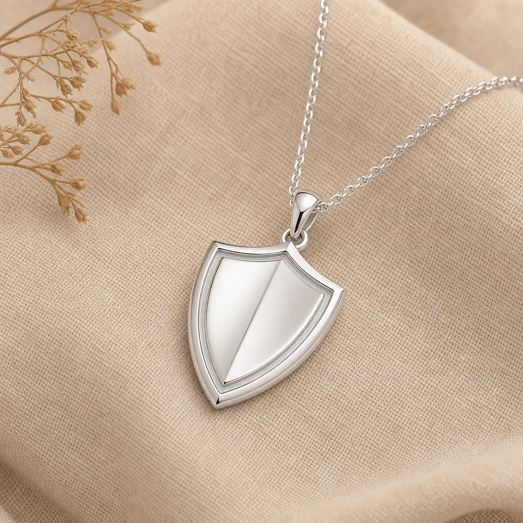 Guardian shield pendant necklace in 925 sterling silver