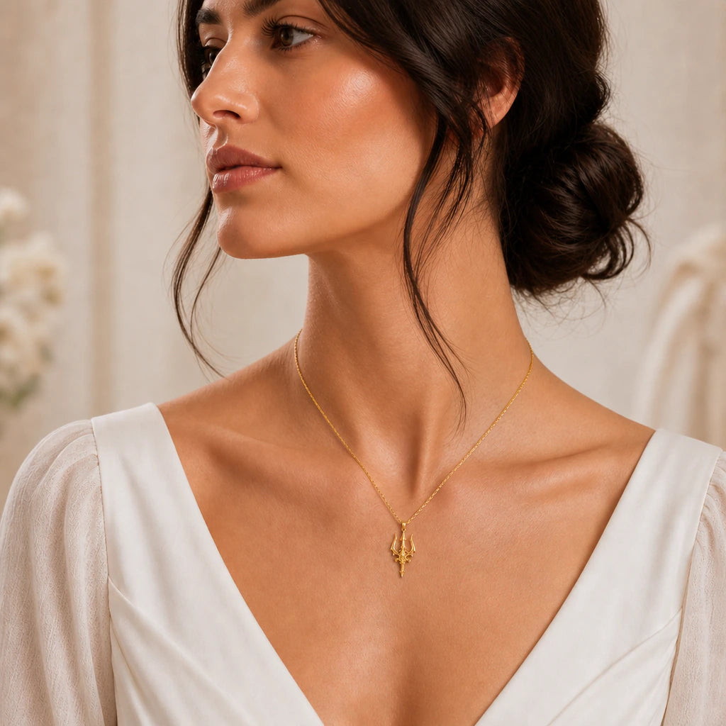Trident pendant necklace in 925 sterling silver