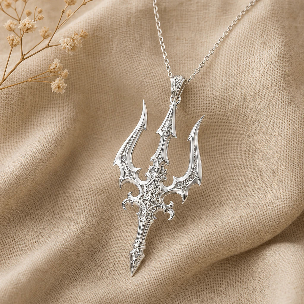Trident pendant necklace in 925 sterling silver