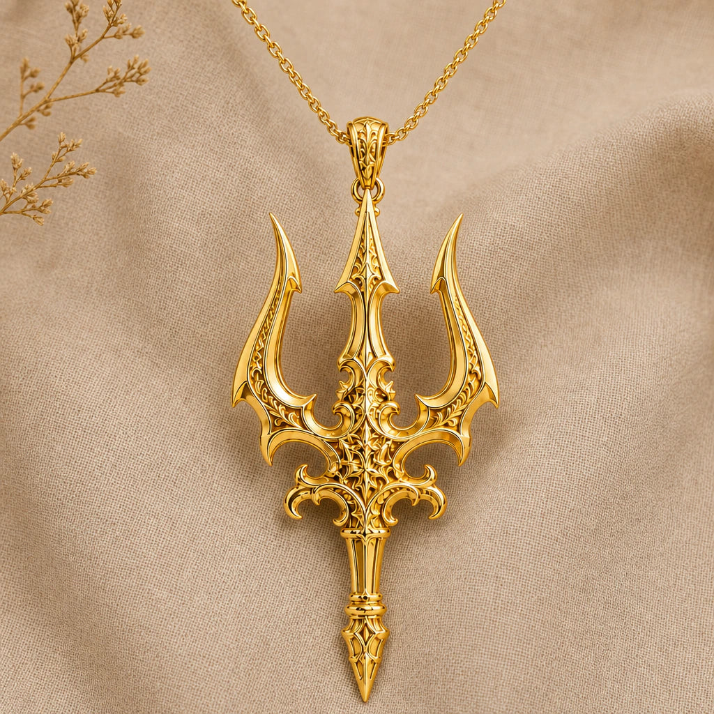 Trident pendant necklace in 18k gold plated sterling silver