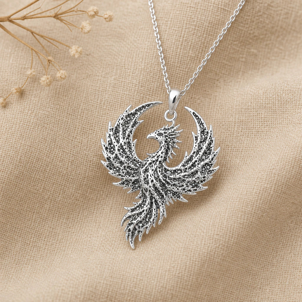 Phoenix pendant necklace in 925 sterling silver