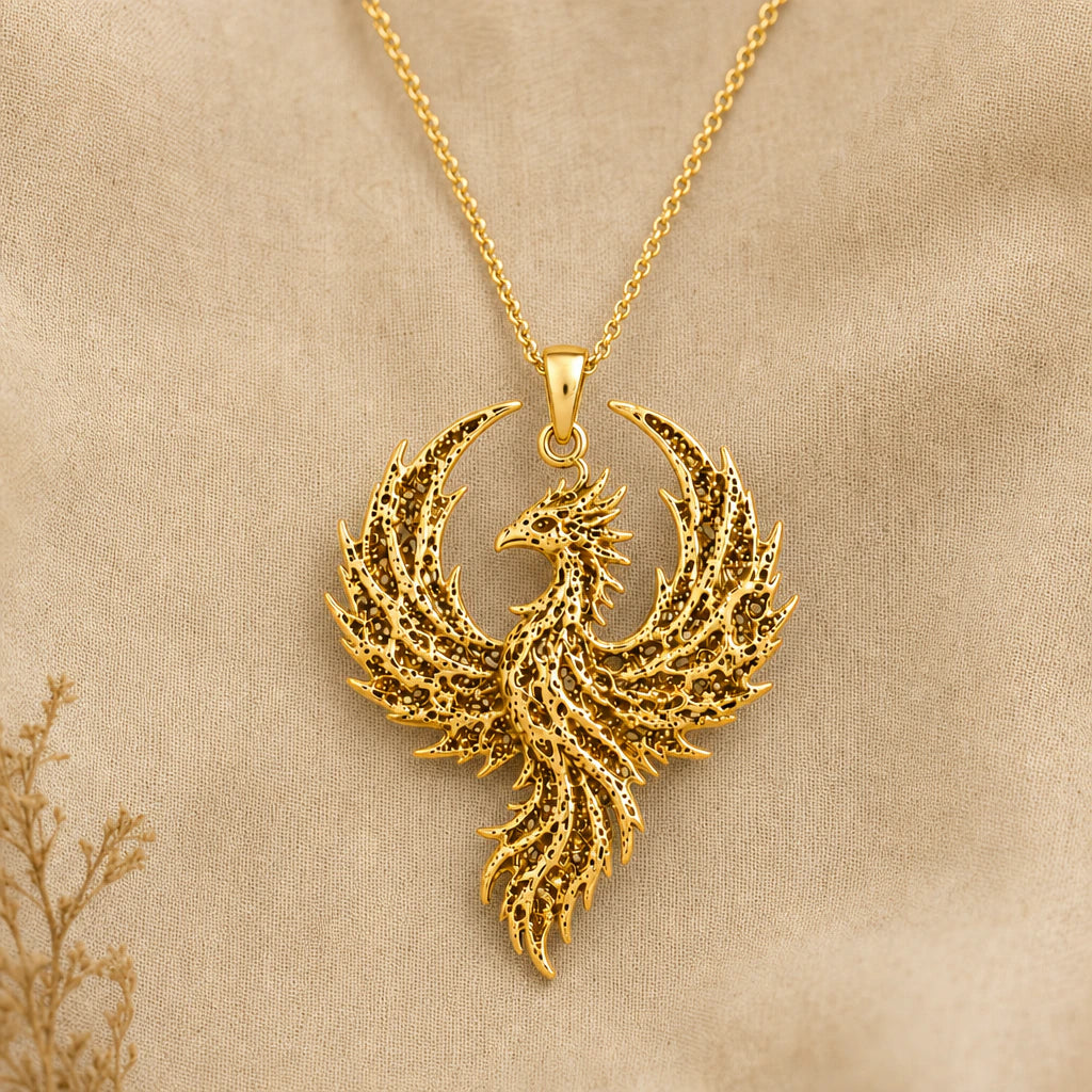 Phoenix pendant necklace in 18k gold plated sterling silver