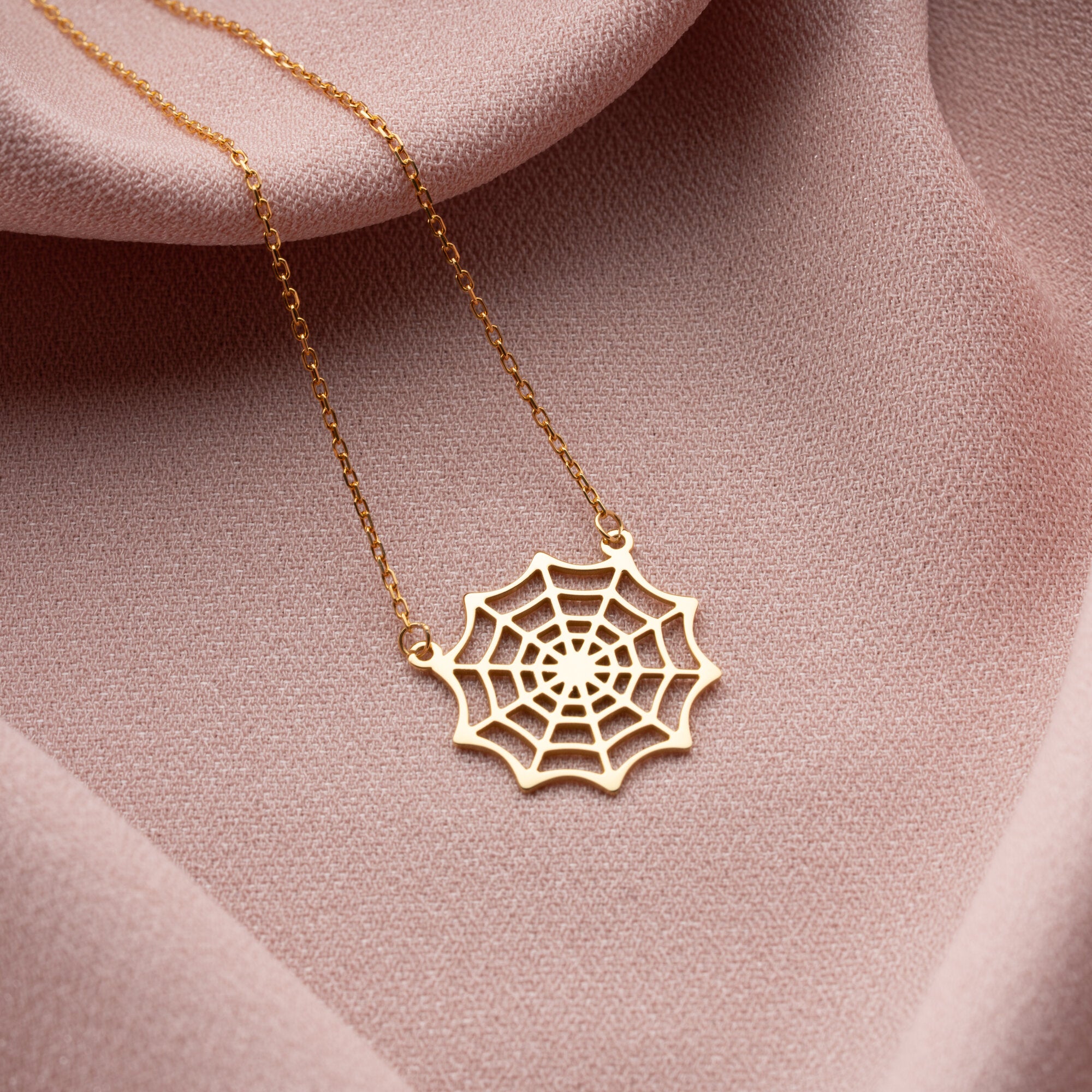 Spider Web Necklace – Sterling Silver & 18K Gold Plated