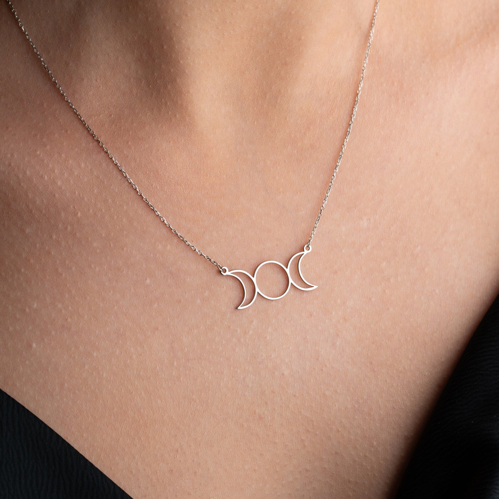 Triple Moon Goddess Necklace