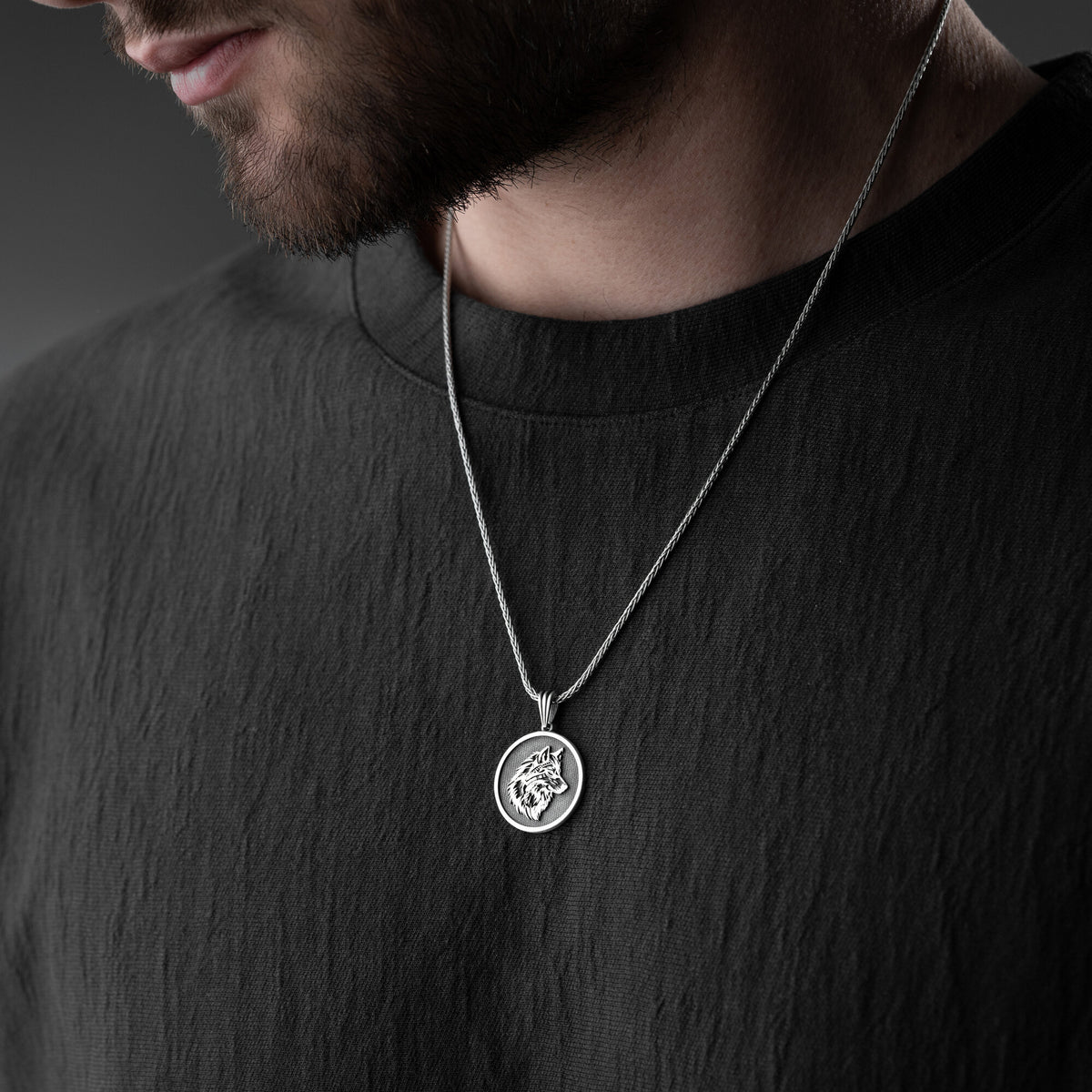 Wolf Head Necklace For Men